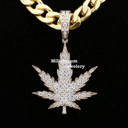 Luxuries VVS Moissanite Diamond Pendant Fully Iced Out Maple Leaf Custom Pendant Hip Hop Sterling Silver Pendant For Unisex