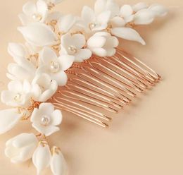 Hair Clips Handmade Luxury Rhinestones Freshwater Pearls Ceram Flower Bridal Tiara Wedding Bridesmaids Crown Women Jewellery