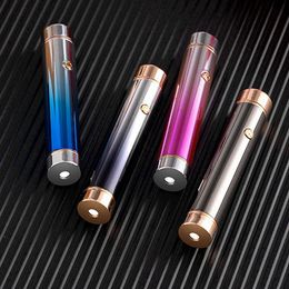 Colorful Babiesbreath Projection Double ARC Lighter Windproof USB Cyclic Charging Portable Pen Style Herb Cigarette Tobacco Smoking Holder