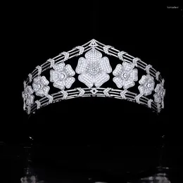 Hair Clips MYFEIVO Beauty Floral Wedding Crown Tiara Full Zircon Bridal Headdress Women Jewelry Accessories HQ0546