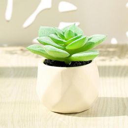 Decorative Flowers Durable Beautiful Ceramic Artificial Succulent Flower Plant Bonsai Art Landscape Decor PVC Fake For Office