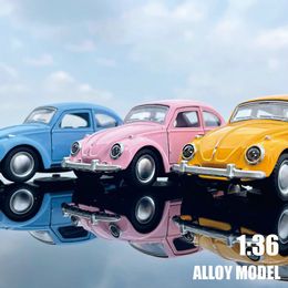 Diecast Model car 1 36 Beetle Classic Car Model Simulation 2 Doors Opened Pull Back Rubber Tyre Metal Vehicles Car Toy Gift For Kids Toddlers Boys 230412