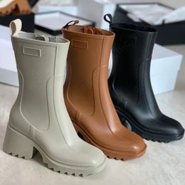 Betty boots women rain boots thick bottom non-slip booties pvc rubber beeled martin boots and short boots waterproof welly shoes outdoor wool snow boots knight boots