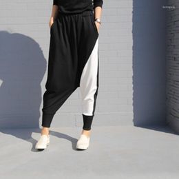 Women's Pants Drop Streetwear Crotch Patchwork Harem Women Fashion Hip Hop Summer Loose Fit High Waist Elastic Cotton Casual Sweatpants