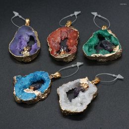 Pendant Necklaces Natural Stone Pendants Agatess Druzy Quartaz Charms Necklace For Jewellery Making DIY Earings Size 30x40-35x45mm