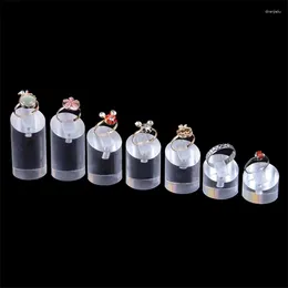 Jewellery Pouches 7pcs/lot Acrylic Square Ring Clip Stand Display Cylindrica Clear Black Counter Prop