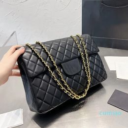 33CM France Womens Vintage Classic Flap Jumbo Quilted Black Fashion Bags Gold Metal Hardware Matelasse Chain Crossbody Shoulder Large Capacity Handbags