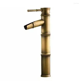 Bathroom Sink Faucets Antique Faucet Cold/ Mixer Basin Tap Bamboo Single Lever Taps Waterfall Dropship
