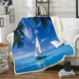 Blankets Lake Surface Sunset Blanket 3D Natural Scenery With Hat Keep Warm Soft Relaxed Time Sofa Comfortable
