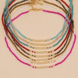 Pendant Necklaces 10 Pieces Colors Bohemia Necklace Crystal Beads Collar For Layer Accessories Female Chain