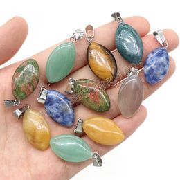 Natural Stone Pendant Tiger Eye Stone Opal Agate Sodalite Healing Crystals Charms for Jewellery Making DIY Necklace Earrings