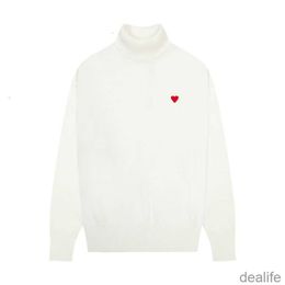 Amis Designer Paris Am i Sweater Turtleneck Knitted Jumper Amiparis Small Coeur Love Heart Jacquard Women Men Streetwear Pull High Collar Hoodie Knit Nfp8