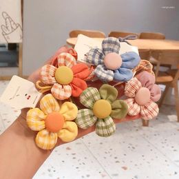 Hair Accessories Children Baby Girl Cute Plaid Flower Elastic Band Sweet Scrunchies Rubber Ponytail Bands For Kids Hairwear