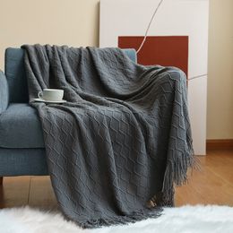Blankets High Quality Comfortable Plush Wool Blanket Nordic Knit Plaid Blanket Super Soft Bohemia Blanket Home Sofa Decor With Tassel 230414