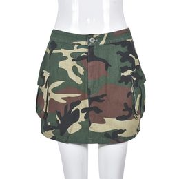 2024 Designer dresses Camo Mini Cargo Skirt Summer Women High Waist Camouflage Bodycon Skirt Casual Streetwear Y2k Pocket Skirts Wholesale Clothes 9709