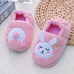 Slipper New Toddler Girl Slippers for Winter Warm Cartoon Bunny Children Home Shoes Little Kids Rabbits House Indoor Footwear Baby ItemsL231114