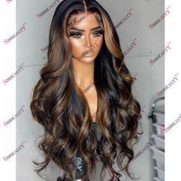 Super Wave Highlight Human Hair Glueless Lace Front Wig with Baby Hair 360 Lace Frontal Remy Indian Hair Wig 5x5 HD Closure Wig