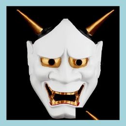 Party Masks Prajna Devil Mask Demon Monster Costume Fancy Dress Halloween Carnival Fl Face Masquerade Cosplay Props White Red Drop D Dhzac