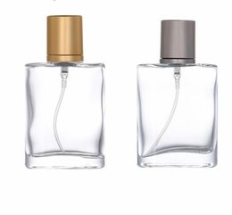 50Pcs 30ml 50ml high-end portable transparent glass perfume bottle with gold and Grey caps empty bottle spray bottle