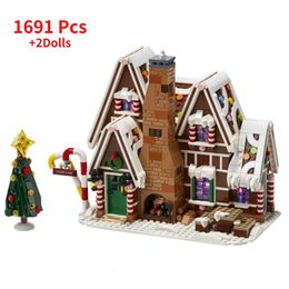 Blocks Creative 10267 Expert Gingerbread House Building Kit Construction Model Moc Bricks Children Toys For Boys Christmas Gifts 231114