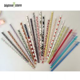 10inch Drinking Straws for 20oz Reusable Plastic Hard Straws 26cm in Long Coloured Leopard Cactus Glitter flamingo Cow Replacement Tumbler Straws fast AAA