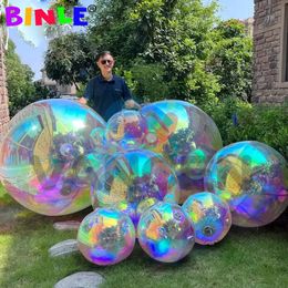 Christmas Decorations Iridescent Poly Giant Inflatable Mirror Balls Sphere Metallic Balloon For Party Wedding Stage Decoration 231114