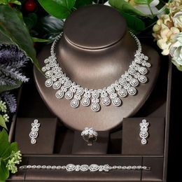 Necklace Earrings Set Fashion Elegant Engagement Wedding Jewellery Shiny Flower CZ Bridal Jewellery For Women And Earring Sets Bijoux S-027