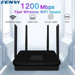 Routers FENVI Wi-Fi Router 1200Mbps 5GHz Gigabit Ethernet Router Dual Band 2.4Ghz Wireless Network WiFi Repeater With 4x5dBi Antennas Q231114