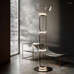 Floor Lamps Nordic Designer Glass Cylinder Led Lamp Living Room Decor Standing Lights Bedroom Besides Light Home Bar Indoor Lighting
