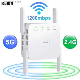 Routers KuWfi 2.4G 5G Wifi Repeater 1200Mbps Wi fi Router Long Range Booster Wifi Signal Amplifier Wireless Wi-fi Repeater Home Internet Q231114