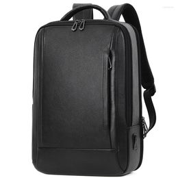 Backpack Genuine Leather Mens Backpacks USB Charging Waterproof Bags For Male Multifunctional Laptop Rucksack Business Portable Bagpack