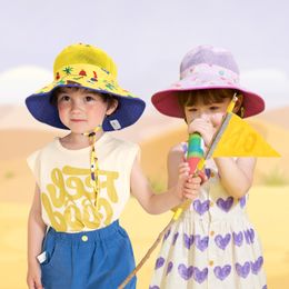 قبعات قبعات Kocotree Childrens Spring and Summer Double Sunscreen Hats Baby Sun Hats Boys and Girls Mesh Treasable Fisherman Hats 230413