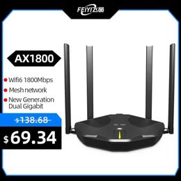 Routers Feiyi AX1800 2.4GHz 5.0GHz Dual Band Gigabit High Speed Mesh Wifi 6 Router Wireless Signal Gateway Amplifier Extended Coverage Q231114