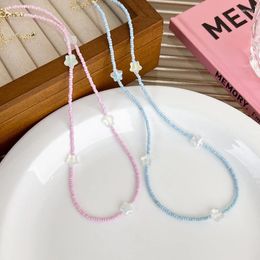 Chains Bohemian Hand-woven Seed Bead Necklace Summer Beach Colour Rice Clear Star Collar Suitable For Female