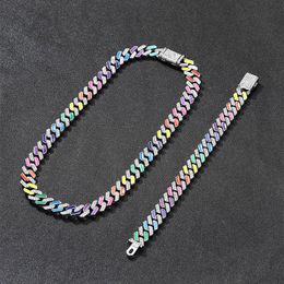 Men Women Hip-hop Tennis Necklace Bracelet Jewelry Sets Full Diamond Cuban Chain Necklaces Bracelets Accessories Gift In Bulk