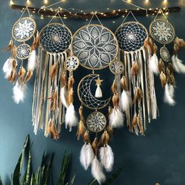 Decorative Objects Figurines Dream catchers Feathers Handmade Style Catchers Living Bedroom Wall Hangings Home Decoration 5pcsset Dreamcatcher 231113