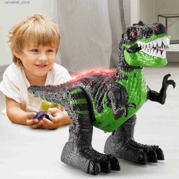 Electric/RC Animals Puxida Electric Remote Control Dinosaurs Robot Sound Light Toy Excavation Jurassic Animals T Rex Educational Toys for Kids Boys Q231114