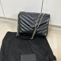 Pillow designer bags pure color shoulder bag cowhide leather modern black letters decoration chain straps satin lining quilted bags lady party XB019 E23