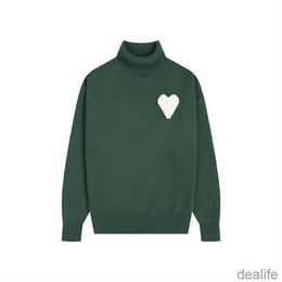 Amis Amisweater Winter Turtleneck Designer Am i Paris Jumper High Collar Warm Sweatshirt Jacquard A-word Love Heart Coeur Hoody Men Women Knit New Color 65ja