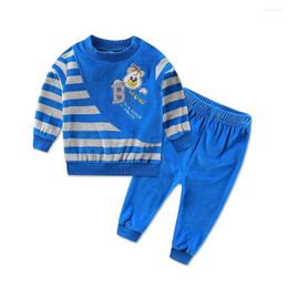 Clothing Sets 2023 Spring Baby Clothes Set Velvet Casual Boys Child Outfits O-neck Long-sleeve 2 Pieces Blouse Pants Girls Kidswear