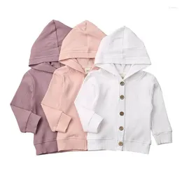 Jackets Focusnorm 0-24M Fashion Girls Baby Cardigan Coat Jacket Solid Cotton Long Sleeve Hooded Outwear Color Autumn Winter Coats