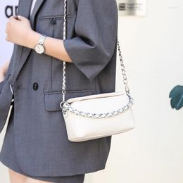 Evening Bags Cowhide Leather Women Luxury Small Bag Fashion Chain Strap Shoulder Ladies Femal Pure White Black Crossbody