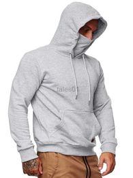 Men's Hoodies Sweatshirts Men's Hooded Sweatshirt With Face Shield Casual Tracksuit Loose Multi-Colored Long Sleeves Autumn Mission Pocket Drstring Top zln231114