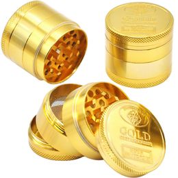 1PCS MOQ Gold Coin Smoking Grinders Zn Alloy Metal Herb Tobacco 4-Pieces Grinding Shredder Hand Grinder