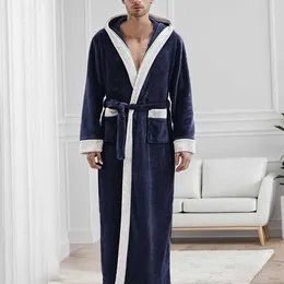 Men's Sleepwear Hooded Flannel Bathrobe Pyjamas Sets Fashion Padded And Thickened Long Facecloth Homewear
