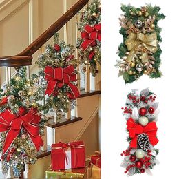 Christmas Decorations Christmas Wreath Rattan Garland With Lights Christmas Stair Pendants Decoration LED Light for Xmas Home Decor Year Gift Noel 231113