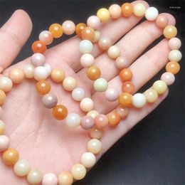 Link Bracelets Natural Burma Yellow Jade Bracelet String Charms Handmade Fortune Energy Woman Amulet Jewellery Gift 1PCS 8.8MM