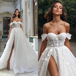 Boho Beach 2023 Wedding Dresses Lace Bridal Gowns Sexy Off The Shoulder Vestidos robes de soiree for Bride