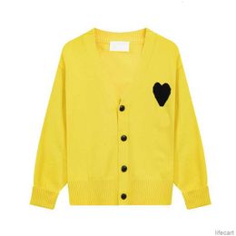 AM I Sweater Cardigan Designer AMIParis Knit Men Women Frence Sweat Hoodie jumper Big Coeur Heart Love Jacquard 2024 Spring Casual Streetwear AMIs UOJL