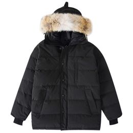 6 Colors Designer Clothes Top Quality Canada G14 Carson Parka Mens Coat Womens Jacket Wolf Real Fur White Duck Down Warm Parkas Ladys Coats With Badge S-XXL
